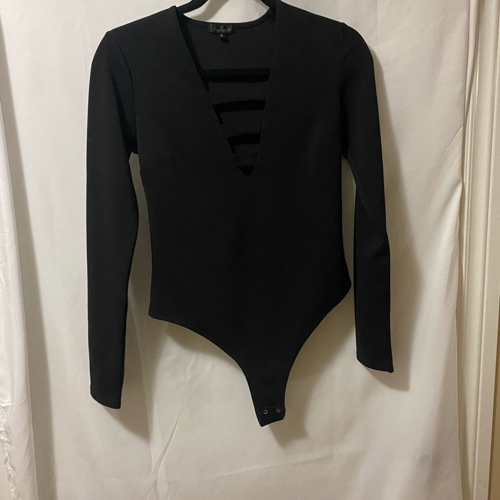 Dynamite Black V-Neck Strappy Bodysuit